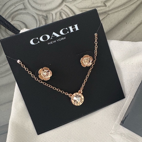 NWT Coach Tea Rose Necklace Set - Picture 2 of 4